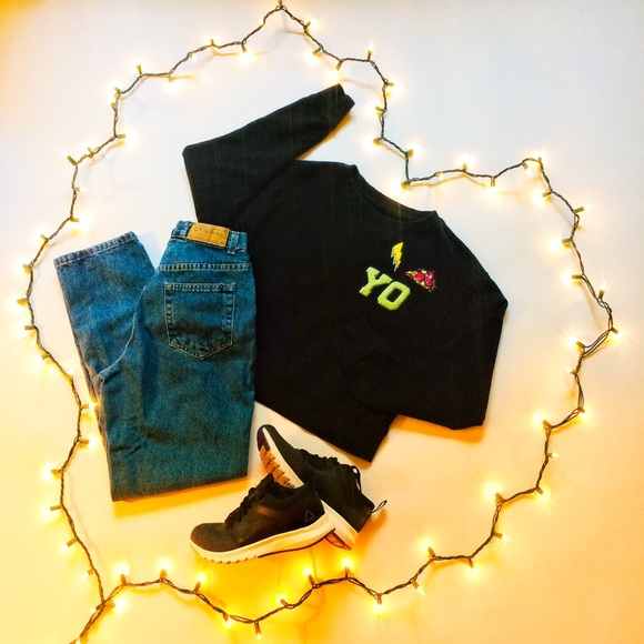 🌲3/$20 Cozy Crop Top Sweatshirt Athlethic Black Mossimo S - Picture 2 of 8